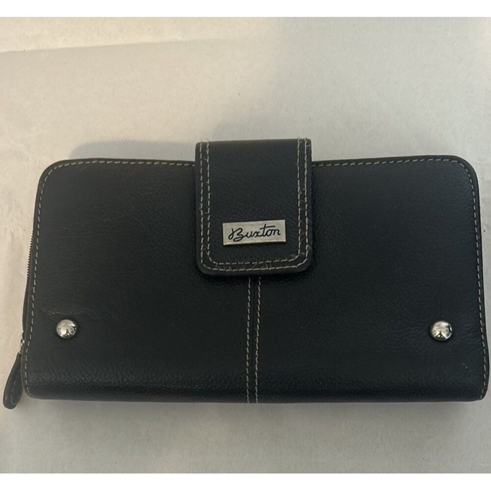 Burton Black Leather Wallet with Contrast Stitching